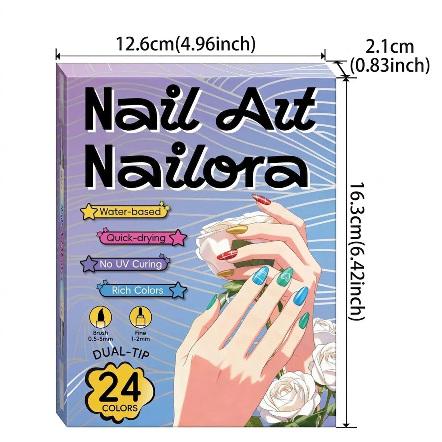 12/24 Colors Nail Art Pens – DIY 3D Nailora for Drawing, Dotting & Manicure