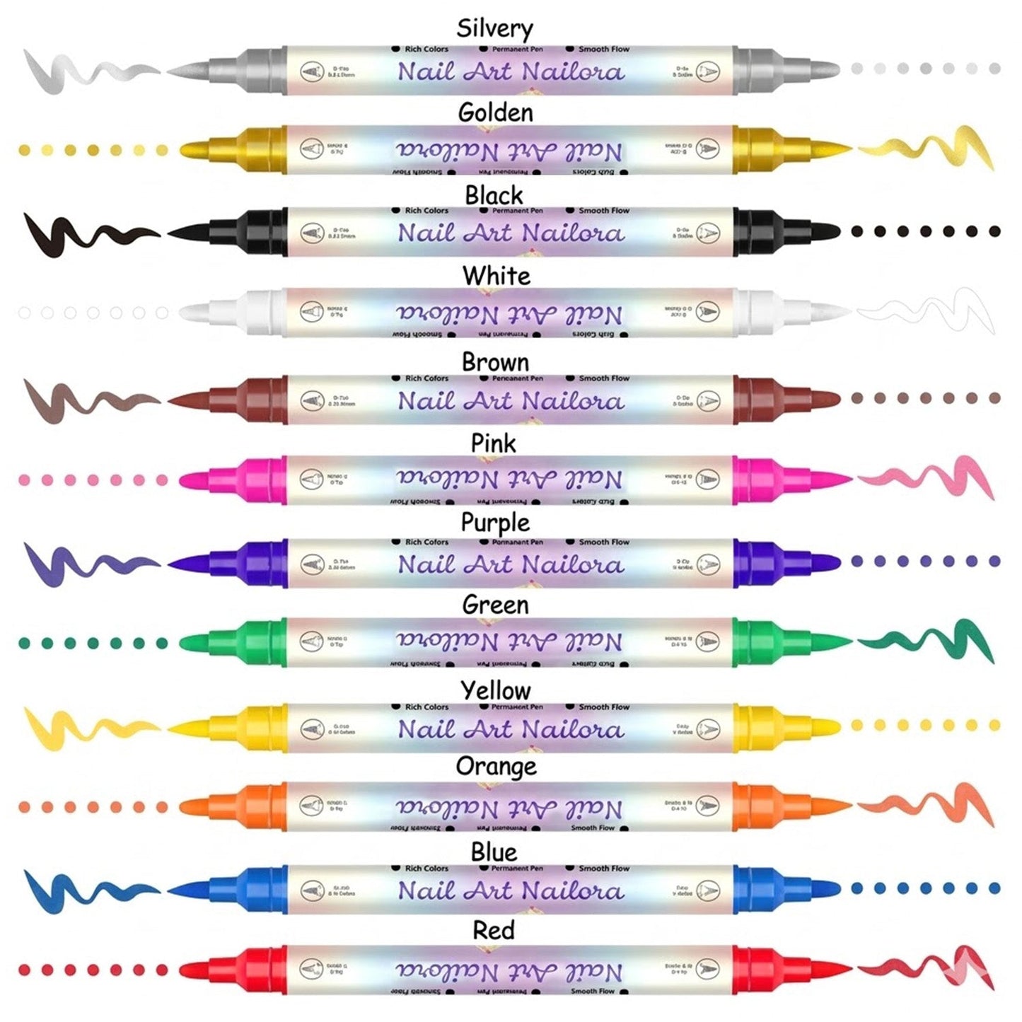 12/24 Colors Nail Art Pens – DIY 3D Nailora for Drawing, Dotting & Manicure