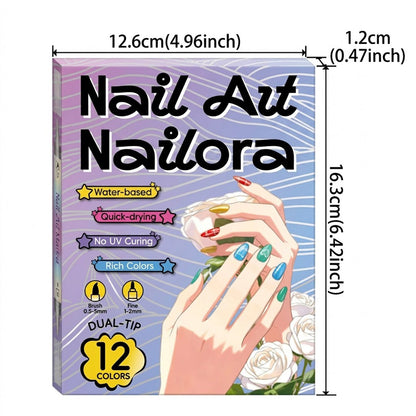 12/24 Colors Nail Art Pens – DIY 3D Nailora for Drawing, Dotting & Manicure