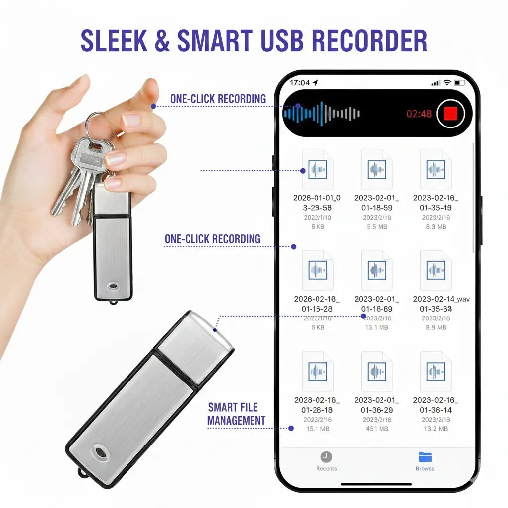 Stealth Audio Safe | 2-in-1 USB Hidden Recorder & Flash Drive 🔒🚗